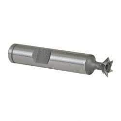 Made in USA - 3/8" Diam x 1/8" Width of Cut, 45° Included Angle, Cobalt Dovetail Cutter - 3/8" Shank Diam, 1-15/16" Shank Length, 2-1/8" Overall Length, Weldon Flat, Uncoated - Apex Tool & Supply