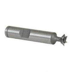 Made in USA - 3/8" Diam x 1/8" Width of Cut, 45° Included Angle, Cobalt Dovetail Cutter - 3/8" Shank Diam, 1-15/16" Shank Length, 2-1/8" Overall Length, Weldon Flat, Uncoated - Apex Tool & Supply