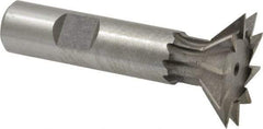 Made in USA - 1-3/8" Diam x 3/8" Width of Cut, 45° Included Angle, Cobalt Dovetail Cutter - 5/8" Shank Diam, 2-1/2" Shank Length, 2-7/8" Overall Length, Weldon Flat, Uncoated - Apex Tool & Supply