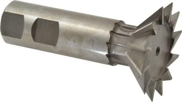 Made in USA - 1-7/8" Diam x 1/2" Width of Cut, 45° Included Angle, Cobalt Dovetail Cutter - 7/8" Shank Diam, 2-3/4" Shank Length, 3-1/4" Overall Length, Weldon Flat, Uncoated - Apex Tool & Supply