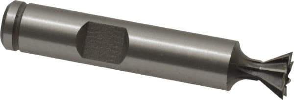 Made in USA - 3/8" Diam x 3/16" Width of Cut, 60° Included Angle, Cobalt Dovetail Cutter - 3/8" Shank Diam, 2-1/8" Overall Length, Weldon Flat, Uncoated - Apex Tool & Supply