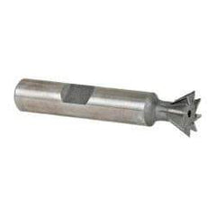 Made in USA - 1/2" Diam x 7/32" Width of Cut, 60° Included Angle, Cobalt Dovetail Cutter - 3/8" Shank Diam, 2-1/8" Overall Length, Weldon Flat, Uncoated - Apex Tool & Supply