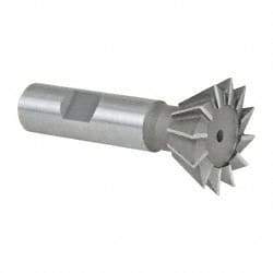Made in USA - 1-3/8" Diam x 9/16" Width of Cut, 60° Included Angle, Cobalt Dovetail Cutter - 5/8" Shank Diam, 2-7/8" Overall Length, Weldon Flat, Uncoated - Apex Tool & Supply