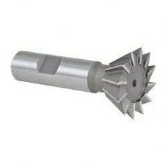 Made in USA - 1-3/8" Diam x 9/16" Width of Cut, 60° Included Angle, Cobalt Dovetail Cutter - 5/8" Shank Diam, 2-7/8" Overall Length, Weldon Flat, Uncoated - Apex Tool & Supply