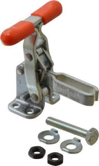 Lapeer - 200 Lb Holding Capacity, Vertical Handle, Manual Hold Down Toggle Clamp - 64° Handle Movement, 110° Bar Opening, U-Bar, Flanged Base, Carbon Steel - Apex Tool & Supply