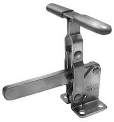 Lapeer - 700 Lb Holding Capacity, Vertical Handle, Manual Hold Down Toggle Clamp - 57° Handle Movement, 106° Bar Opening, Solid Bar, Flanged Base, Carbon Steel - Apex Tool & Supply