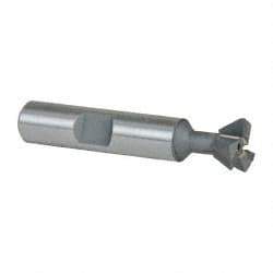 Made in USA - 1/2" Diam x 7/32" Width of Cut, 60° Included Angle, Carbide-Tipped Dovetail Cutter - 3/8" Shank Diam, 2-1/8" Overall Length, 0.02" Corner Radius, Weldon Flat, Uncoated - Apex Tool & Supply