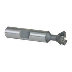 Made in USA - 1/2" Diam x 7/32" Width of Cut, 60° Included Angle, Carbide-Tipped Dovetail Cutter - 3/8" Shank Diam, 2-1/8" Overall Length, 0.02" Corner Radius, Weldon Flat, Uncoated - Apex Tool & Supply