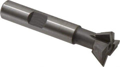 Made in USA - 3/4" Diam x 1/4" Width of Cut, 60° Included Angle, Carbide-Tipped Dovetail Cutter - 3/8" Shank Diam, 2-1/4" Overall Length, 0.02" Corner Radius, Weldon Flat, Uncoated - Apex Tool & Supply