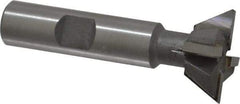 Made in USA - 1" Diam x 3/8" Width of Cut, 60° Included Angle, Carbide-Tipped Dovetail Cutter - 1/2" Shank Diam, 2-1/2" Overall Length, 0.02" Corner Radius, Weldon Flat, Uncoated - Apex Tool & Supply