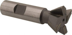 Made in USA - 1-1/4" Diam x 1/2" Width of Cut, 60° Included Angle, Carbide-Tipped Dovetail Cutter - 5/8" Shank Diam, 2-3/4" Overall Length, 0.02" Corner Radius, Weldon Flat, Uncoated - Apex Tool & Supply