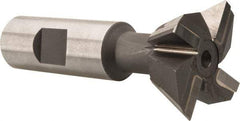 Made in USA - 1-1/2" Diam x 5/8" Width of Cut, 60° Included Angle, Carbide-Tipped Dovetail Cutter - 3/4" Shank Diam, 3-1/4" Overall Length, 0.02" Corner Radius, Weldon Flat, Uncoated - Apex Tool & Supply