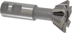 Made in USA - 2" Diam x 3/4" Width of Cut, 60° Included Angle, Carbide-Tipped Dovetail Cutter - 1" Shank Diam, 4-1/4" Overall Length, 0.02" Corner Radius, Weldon Flat, Uncoated - Apex Tool & Supply