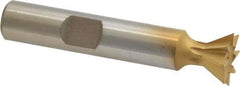 Whitney Tool Co. - 1/2" Diam x 7/32" Width of Cut, 60° Included Angle, High Speed Steel Dovetail Cutter - 3/8" Shank Diam, 2-1/8" Overall Length, Weldon Flat, TiN Coated - Apex Tool & Supply