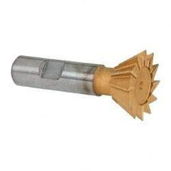 Whitney Tool Co. - 1-3/8" Diam x 9/16" Width of Cut, 60° Included Angle, High Speed Steel Dovetail Cutter - 5/8" Shank Diam, 2-7/8" Overall Length, Weldon Flat, TiN Coated - Apex Tool & Supply