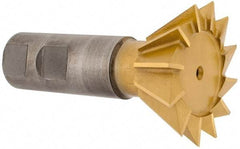 Whitney Tool Co. - 1-7/8" Diam x 13/16" Width of Cut, 60° Included Angle, High Speed Steel Dovetail Cutter - 7/8" Shank Diam, 3-1/4" Overall Length, Weldon Flat, TiN Coated - Apex Tool & Supply