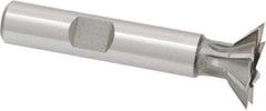 Made in USA - 3/4" Diam x 3/16" Width of Cut, 45° Included Angle, High Speed Steel Dovetail Cutter - 3/8" Shank Diam, 1-15/16" Shank Length, 2-1/8" Overall Length, Weldon Flat, Uncoated - Apex Tool & Supply