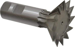 Made in USA - 2-1/2" Diam x 3/4" Width of Cut, 45° Included Angle, High Speed Steel Dovetail Cutter - 1" Shank Diam, 3" Shank Length, 3-3/4" Overall Length, Weldon Flat, Uncoated - Apex Tool & Supply
