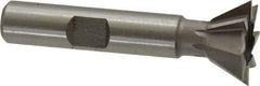 Made in USA - 3/4" Diam x 5/16" Width of Cut, 60° Included Angle, High Speed Steel Dovetail Cutter - 3/8" Shank Diam, 2-1/8" Overall Length, Weldon Flat, Uncoated - Apex Tool & Supply