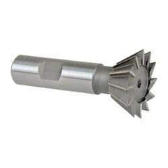 Made in USA - 1-3/8" Diam x 9/16" Width of Cut, 60° Included Angle, High Speed Steel Dovetail Cutter - 5/8" Shank Diam, 2-7/8" Overall Length, Weldon Flat, Uncoated - Apex Tool & Supply