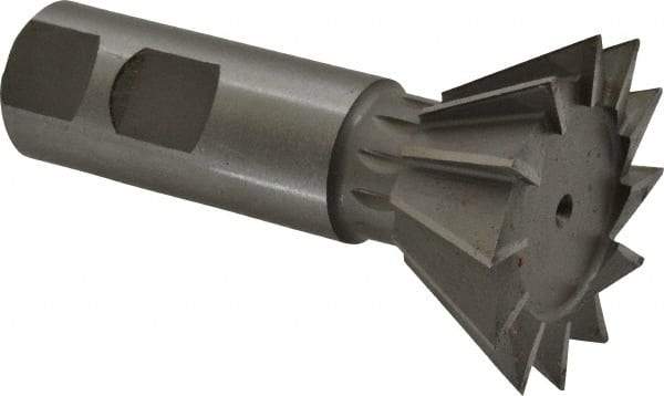 Made in USA - 1-7/8" Diam x 13/16" Width of Cut, 60° Included Angle, High Speed Steel Dovetail Cutter - 7/8" Shank Diam, 3-1/4" Overall Length, Weldon Flat, Uncoated - Apex Tool & Supply