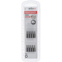 Wiha - 1/4" Drive T9 Torx Screwdriver Bit - 1" OAL, Insert Bit - Apex Tool & Supply