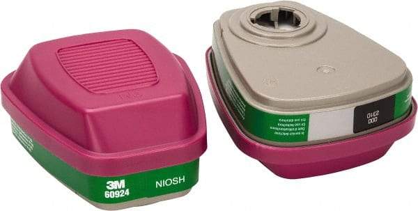 3M - Green and Magenta P100 Cartridge and Filter Combination - Series 6000, Protects Against Ammonia, Methylamine - Apex Tool & Supply