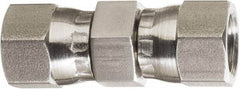 Made in USA - 5/8" Tube OD, 37° Stainless Steel Flared Tube Swivel Nut Union - 7/8-14 Female Flare x Female Flare Ends - Apex Tool & Supply