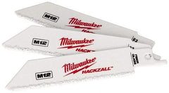 Milwaukee Tool - 4" Long x 3/4" Thick, Bi-Metal Reciprocating Saw Blade - Scroll Profile, Continuous Edge, Universal Shank - Apex Tool & Supply