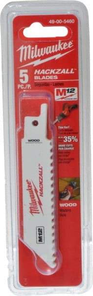 Milwaukee Tool - 4" Long x 3/4" Thick, Bi-Metal Reciprocating Saw Blade - Straight Profile, 6 TPI, Toothed Edge, Universal Shank - Apex Tool & Supply