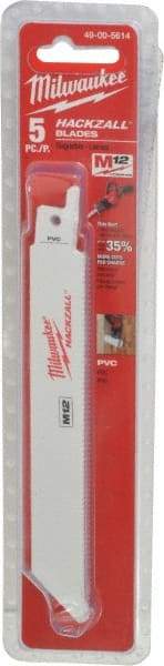 Milwaukee Tool - 6" Long x 3/4" Thick, Bi-Metal Reciprocating Saw Blade - Straight Profile, 14 TPI, Toothed Edge, Universal Shank - Apex Tool & Supply