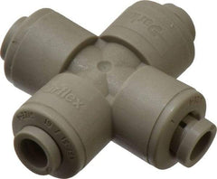 Parker - 1/4" Outside Diam, Acetal Push-to-Connect Tube Cross - 300 Max psi, Tan - Apex Tool & Supply