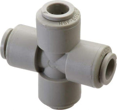 Parker - 3/8" Outside Diam, Acetal Push-to-Connect Tube Cross - 300 Max psi, Tan - Apex Tool & Supply