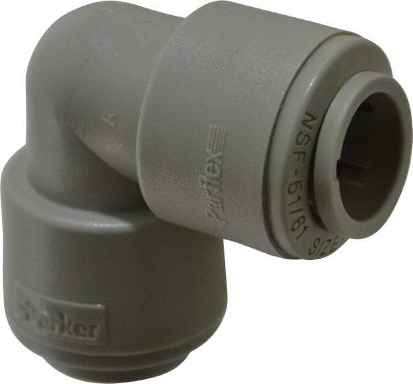 Parker - 1/2" Outside Diam, Acetal Push-to-Connect Tube Union Elbow - 250 Max psi, Tan - Apex Tool & Supply