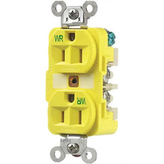 Hubbell Wiring Device-Kellems - 125V 15A NEMA 5-15R Industrial Grade Yellow Straight Blade Duplex Receptacle - Apex Tool & Supply