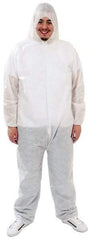 PRO-SAFE - Size 3XL SMS Chemical Resistant Coveralls - White, Zipper Closure, Elastic Cuffs, Open Ankles, Serged Seams, ISO Class 6 - Apex Tool & Supply