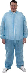 PRO-SAFE - Size XL Polypropylene General Purpose Coveralls - Blue, Zipper Closure, Elastic Cuffs, Elastic Ankles, Serged Seams, ISO Class 7 - Apex Tool & Supply