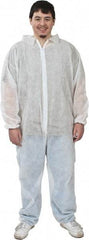 PRO-SAFE - Size XL Polypropylene General Purpose Coveralls - White, Zipper Closure, Elastic Cuffs, Elastic Ankles, Serged Seams, ISO Class 7 - Apex Tool & Supply