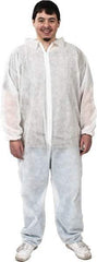 PRO-SAFE - Size 3XL Polypropylene General Purpose Coveralls - White, Zipper Closure, Elastic Cuffs, Elastic Ankles, Serged Seams, ISO Class 7 - Apex Tool & Supply