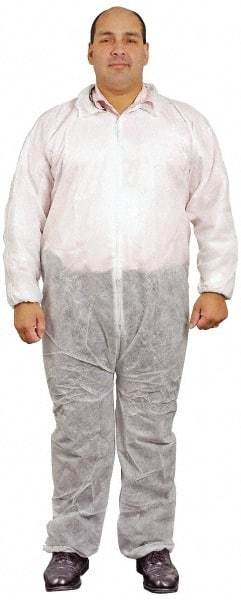PRO-SAFE - Size M Polypropylene General Purpose Coveralls - White, Zipper Closure, Elastic Cuffs, Elastic Ankles, Serged Seams, ISO Class 7 - Apex Tool & Supply