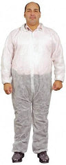 PRO-SAFE - Size M Polypropylene General Purpose Coveralls - White, Zipper Closure, Elastic Cuffs, Elastic Ankles, Serged Seams, ISO Class 7 - Apex Tool & Supply