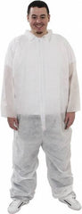 PRO-SAFE - Size XL Polypropylene General Purpose Coveralls - White, Zipper Closure, Elastic Cuffs, Elastic Ankles, Serged Seams, ISO Class 7 - Apex Tool & Supply