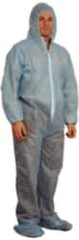 PRO-SAFE - Size M Polypropylene General Purpose Coveralls - Blue, Zipper Closure, Elastic Cuffs, Open Ankles, Serged Seams, ISO Class 7 - Apex Tool & Supply