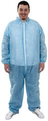 PRO-SAFE - Size 2XL Polypropylene General Purpose Coveralls - Blue, Zipper Closure, Elastic Cuffs, Elastic Ankles, Serged Seams, ISO Class 7 - Apex Tool & Supply