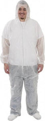 PRO-SAFE - Size 2XL Polypropylene General Purpose Coveralls - White, Zipper Closure, Elastic Cuffs, Open Ankles, Serged Seams, ISO Class 7 - Apex Tool & Supply