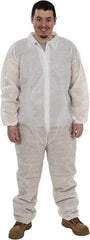 PRO-SAFE - Size M Polypropylene General Purpose Coveralls - White, Zipper Closure, Elastic Cuffs, Elastic Ankles, Serged Seams, ISO Class 7 - Apex Tool & Supply