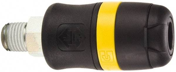 Parker - 3/8 Male NPTF Industrial Pneumatic Hose Coupler - Polyamide, 1/4" Body Diam - Apex Tool & Supply
