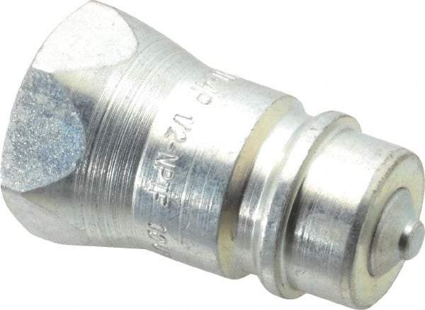 Parker - 1/2 NPTF Steel Hydraulic Hose Female Pipe Thread Nipple & Poppet - 3,000 psi - Apex Tool & Supply
