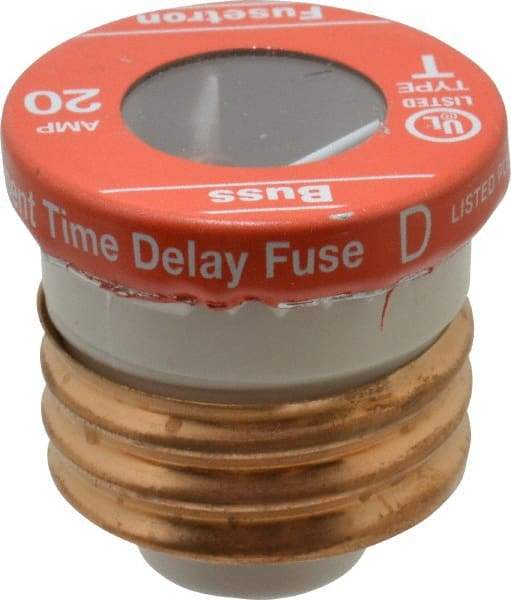 Cooper Bussmann - 125 VAC, 20 Amp, Time Delay Plug Fuse - Fuse Holder Mount, 2.38" OAL, 10 (RMS Symmetrical) kA Rating, 2-1/4" Diam - Apex Tool & Supply