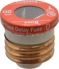Cooper Bussmann - 125 VAC, 20 Amp, Time Delay Plug Fuse - Fuse Holder Mount, 2.38" OAL, 10 (RMS Symmetrical) kA Rating, 2-1/4" Diam - Apex Tool & Supply